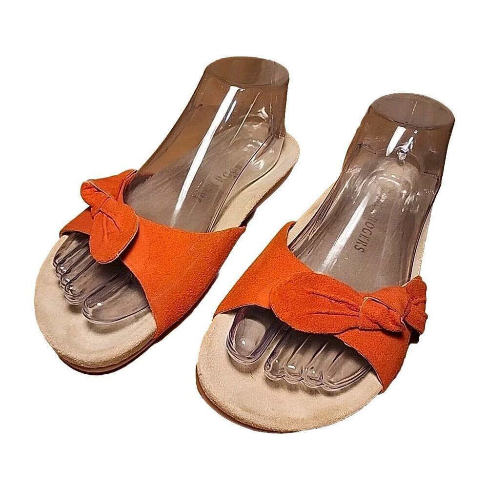 Jack Rogers Orange Suede Flat Sandals Size 7.5 Very Little Wear - Picture 3 of 6